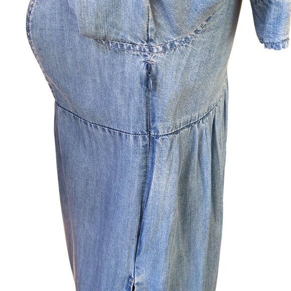 Paul & Joe Sister Batignole Denim Pintuck Mini Dress Blue Jean Pockets Cottage-6 - Picture 6 of 14